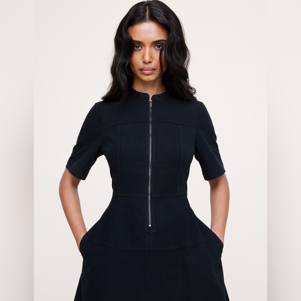 NWT! Banana Republic Black Cotton Canvas Zip-Front Maxi Dress - Multiple Sizes - Picture 2 of 8